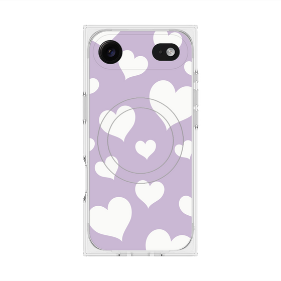 プレミアムスクエアケース with MagSafe［ Dot Hearts - Purple ］