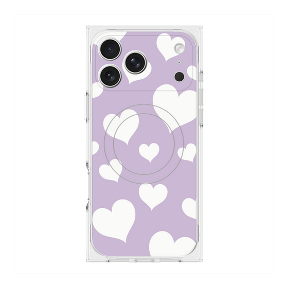 プレミアムスクエアケース with MagSafe［ Dot Hearts - Purple ］