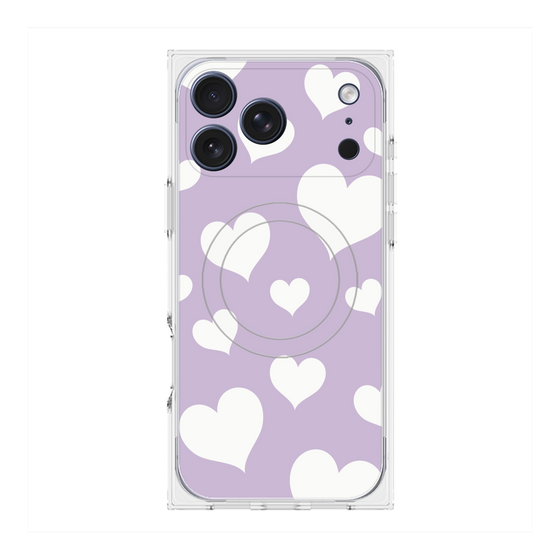 プレミアムスクエアケース with MagSafe［ Dot Hearts - Purple ］