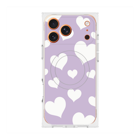 プレミアムスクエアケース with MagSafe［ Dot Hearts - Purple ］