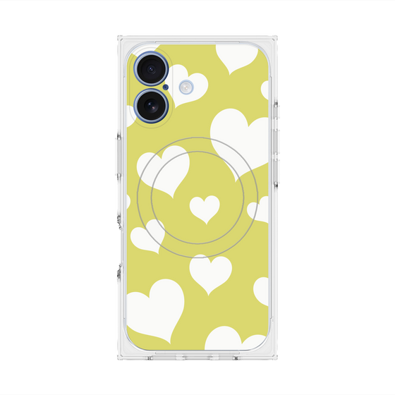 プレミアムスクエアケース with MagSafe［ Dot Hearts - Yellow ］