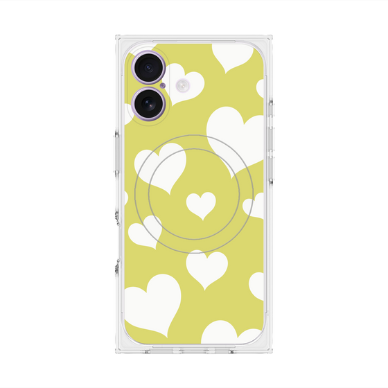 プレミアムスクエアケース with MagSafe［ Dot Hearts - Yellow ］