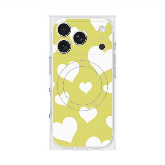 プレミアムスクエアケース with MagSafe［ Dot Hearts - Yellow ］
