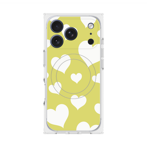 プレミアムスクエアケース with MagSafe［ Dot Hearts - Yellow ］