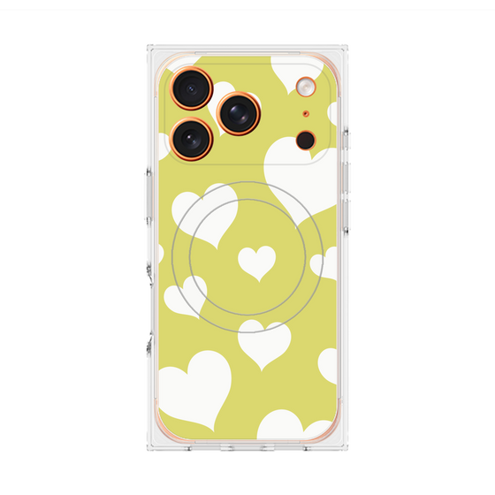 プレミアムスクエアケース with MagSafe［ Dot Hearts - Yellow ］