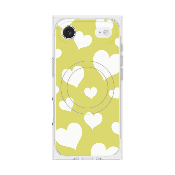 プレミアムスクエアケース with MagSafe［ Dot Hearts - Yellow ］