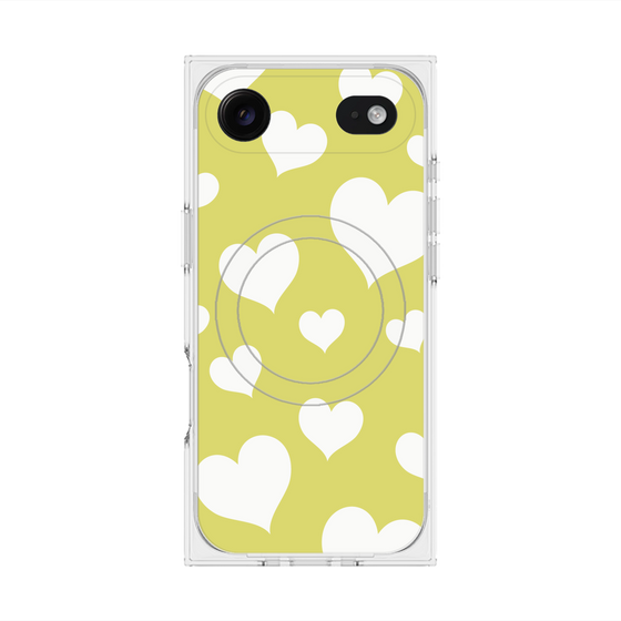プレミアムスクエアケース with MagSafe［ Dot Hearts - Yellow ］