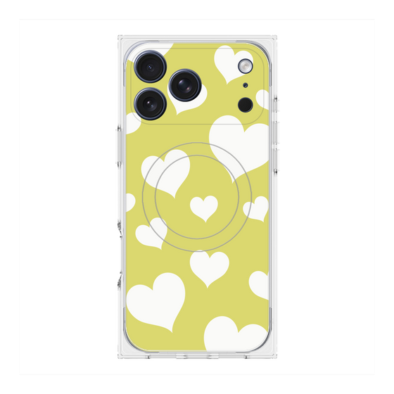 プレミアムスクエアケース with MagSafe［ Dot Hearts - Yellow ］