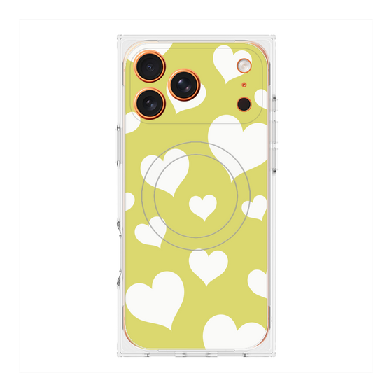 プレミアムスクエアケース with MagSafe［ Dot Hearts - Yellow ］