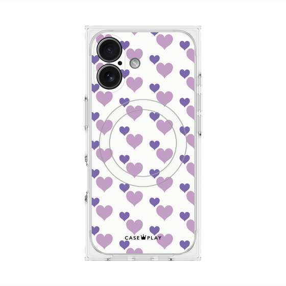 プレミアムスクエアケース with MagSafe［ Stripe Hearts - Purple ］