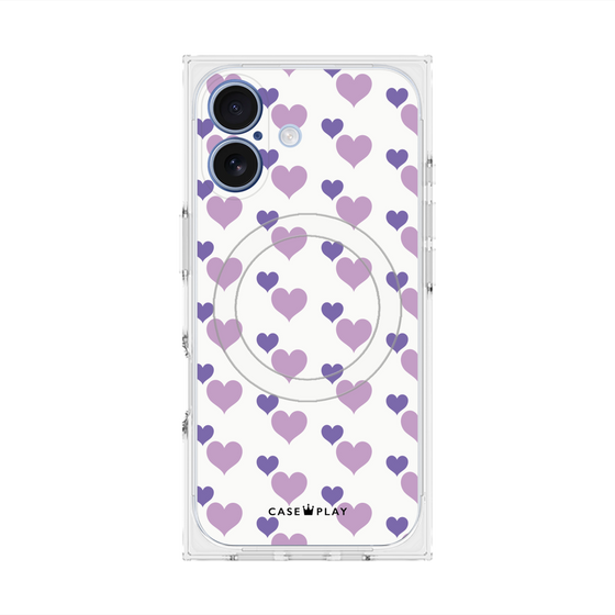 プレミアムスクエアケース with MagSafe［ Stripe Hearts - Purple ］