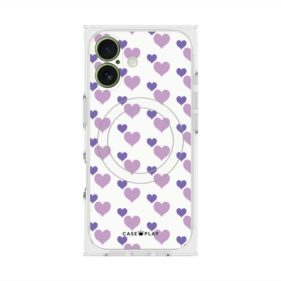 プレミアムスクエアケース with MagSafe［ Stripe Hearts - Purple ］