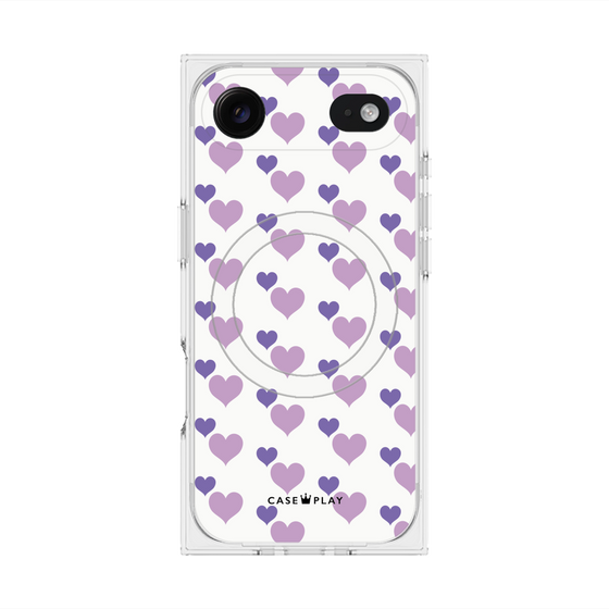 プレミアムスクエアケース with MagSafe［ Stripe Hearts - Purple ］