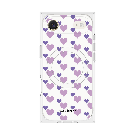 プレミアムスクエアケース with MagSafe［ Stripe Hearts - Purple ］