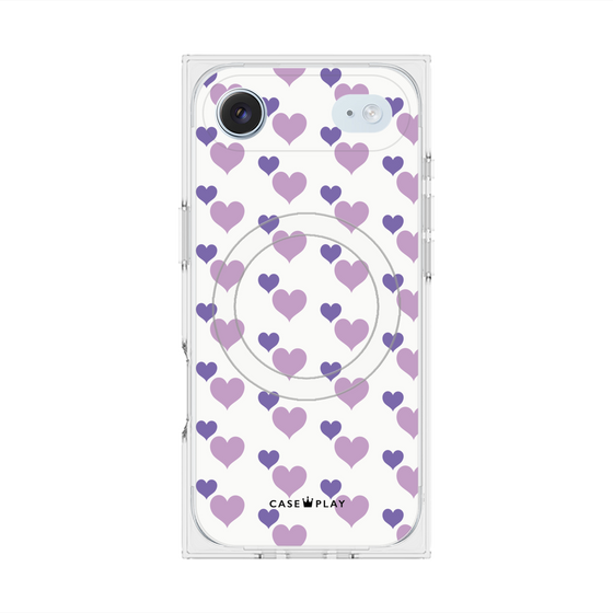 プレミアムスクエアケース with MagSafe［ Stripe Hearts - Purple ］