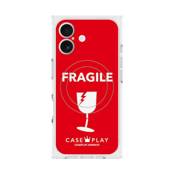 プレミアムスクエアケース with MagSafe［ FRAGILE - Red ］