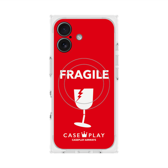 プレミアムスクエアケース with MagSafe［ FRAGILE - Red ］
