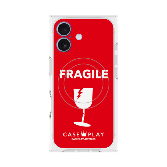 プレミアムスクエアケース with MagSafe［ FRAGILE - Red ］