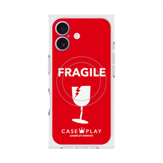 プレミアムスクエアケース with MagSafe［ FRAGILE - Red ］