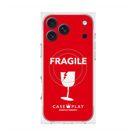プレミアムスクエアケース with MagSafe［ FRAGILE - Red ］