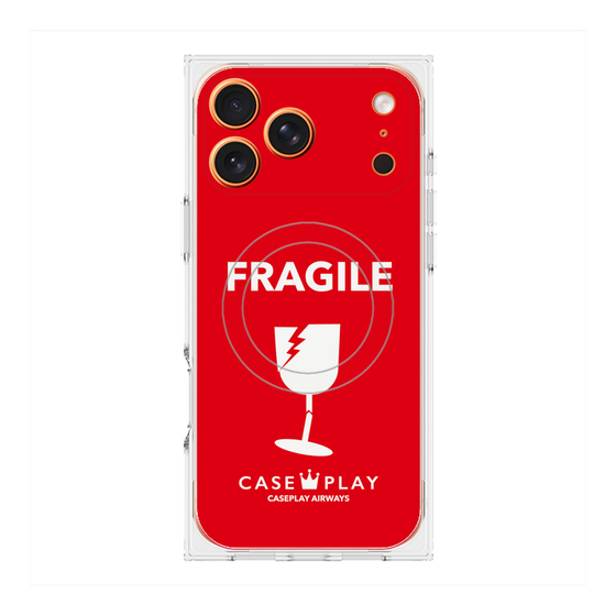 プレミアムスクエアケース with MagSafe［ FRAGILE - Red ］