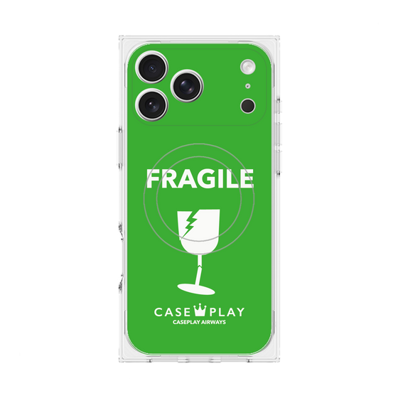 プレミアムスクエアケース with MagSafe［ FRAGILE - Green ］