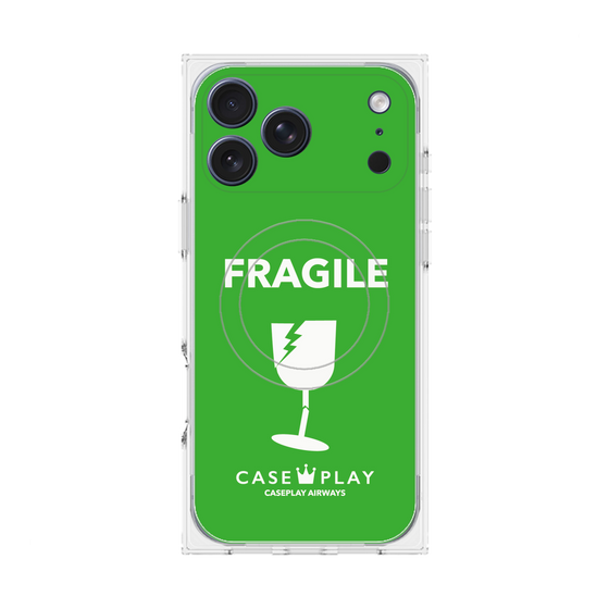 プレミアムスクエアケース with MagSafe［ FRAGILE - Green ］