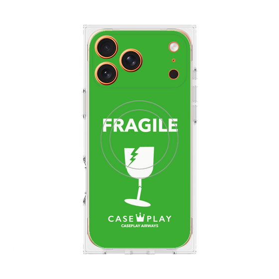 プレミアムスクエアケース with MagSafe［ FRAGILE - Green ］