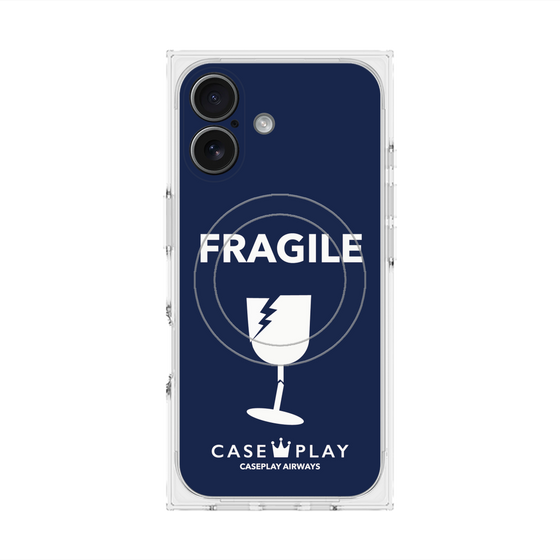 プレミアムスクエアケース with MagSafe［ FRAGILE - Navy ］