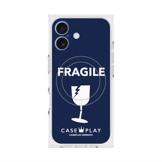 プレミアムスクエアケース with MagSafe［ FRAGILE - Navy ］