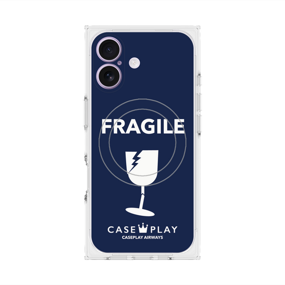 プレミアムスクエアケース with MagSafe［ FRAGILE - Navy ］