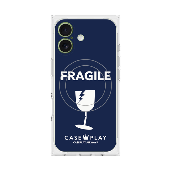 プレミアムスクエアケース with MagSafe［ FRAGILE - Navy ］