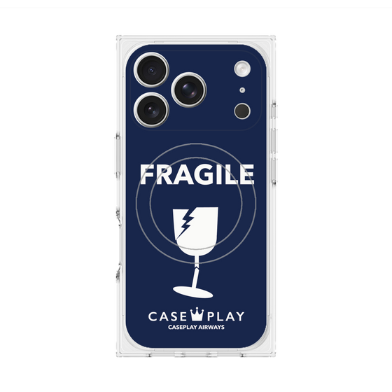 プレミアムスクエアケース with MagSafe［ FRAGILE - Navy ］