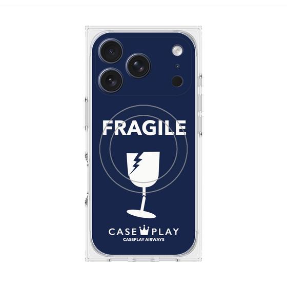 プレミアムスクエアケース with MagSafe［ FRAGILE - Navy ］