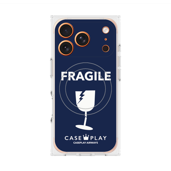 プレミアムスクエアケース with MagSafe［ FRAGILE - Navy ］