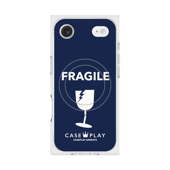 プレミアムスクエアケース with MagSafe［ FRAGILE - Navy ］
