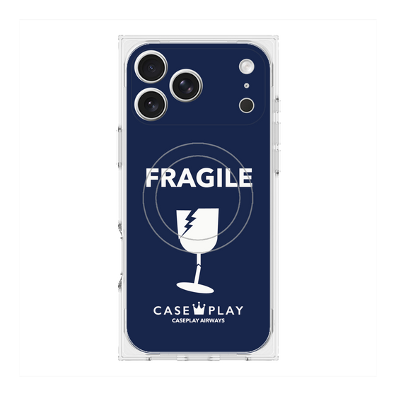 プレミアムスクエアケース with MagSafe［ FRAGILE - Navy ］