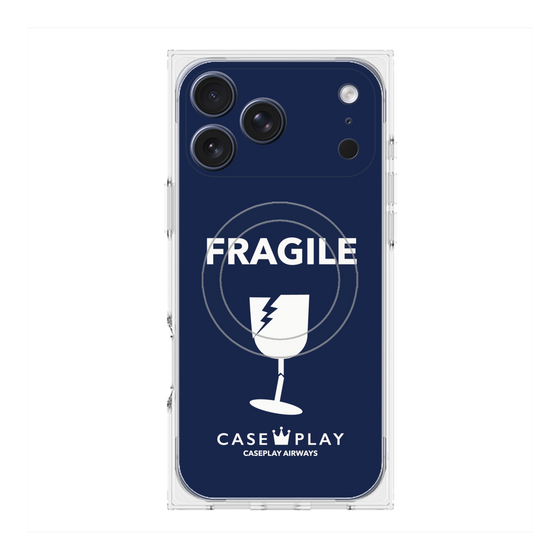 プレミアムスクエアケース with MagSafe［ FRAGILE - Navy ］