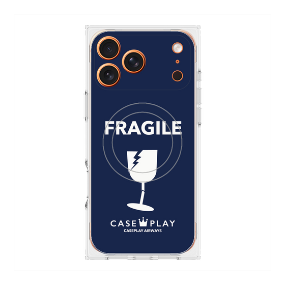 プレミアムスクエアケース with MagSafe［ FRAGILE - Navy ］