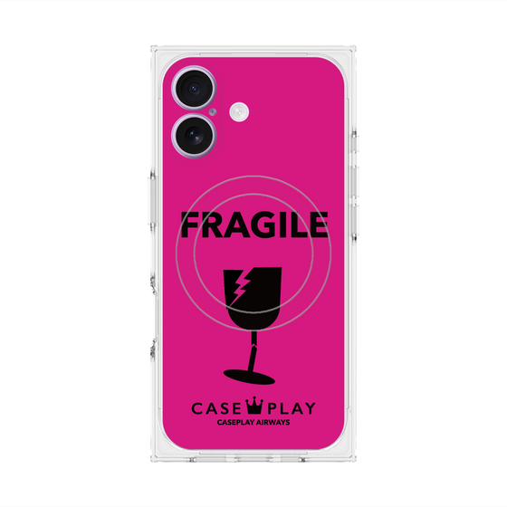 プレミアムスクエアケース with MagSafe［ FRAGILE - Pink ］