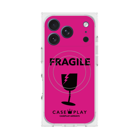 プレミアムスクエアケース with MagSafe［ FRAGILE - Pink ］