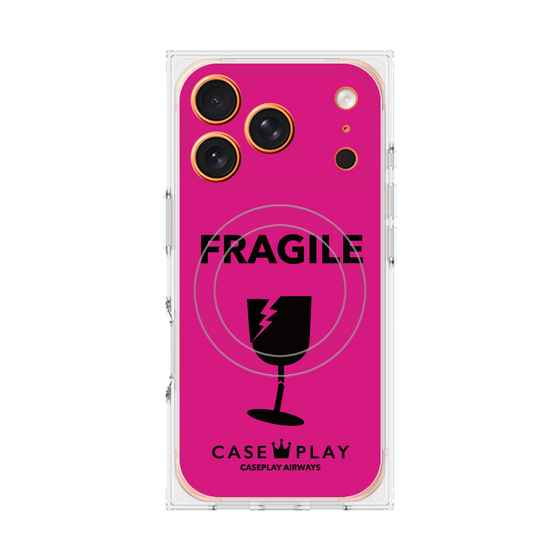 プレミアムスクエアケース with MagSafe［ FRAGILE - Pink ］