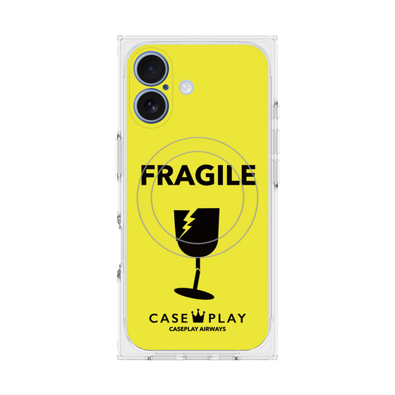 プレミアムスクエアケース with MagSafe［ FRAGILE - Yellow ］