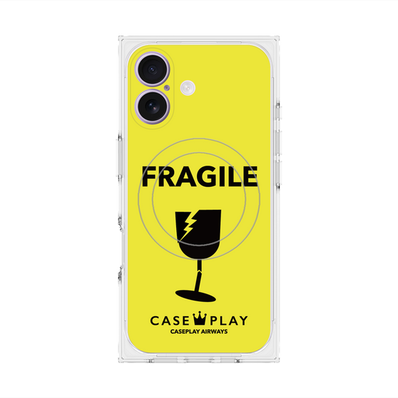 プレミアムスクエアケース with MagSafe［ FRAGILE - Yellow ］