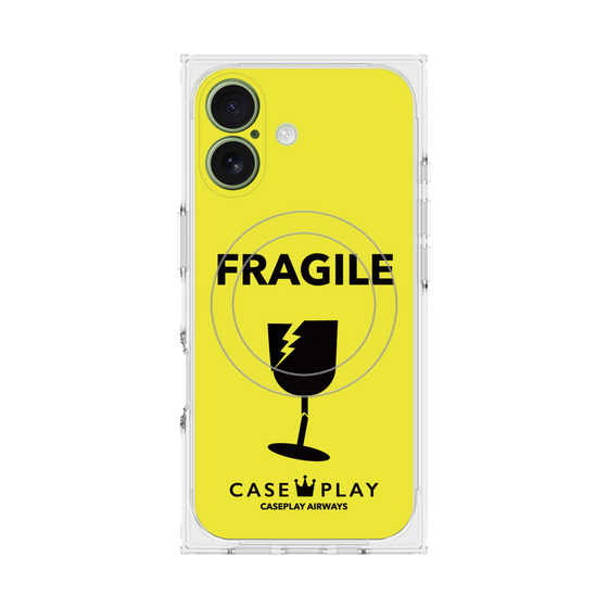 プレミアムスクエアケース with MagSafe［ FRAGILE - Yellow ］