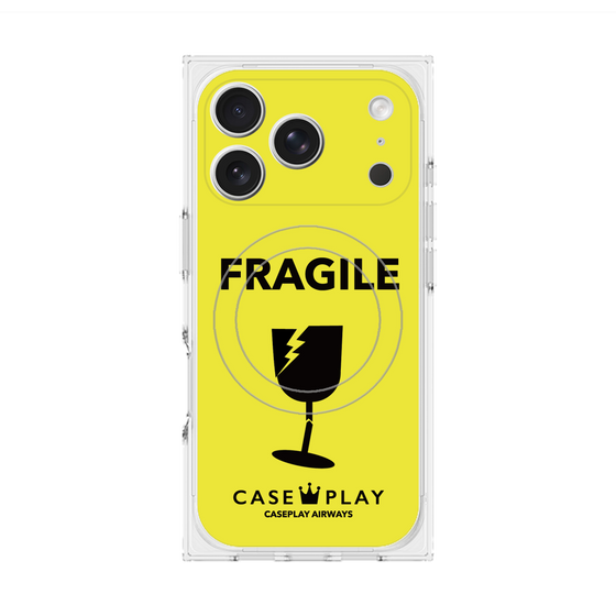 プレミアムスクエアケース with MagSafe［ FRAGILE - Yellow ］