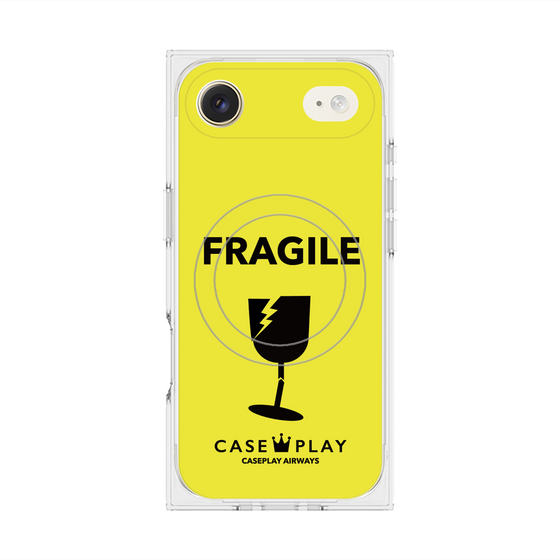 プレミアムスクエアケース with MagSafe［ FRAGILE - Yellow ］