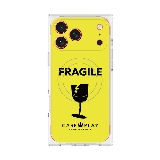 プレミアムスクエアケース with MagSafe［ FRAGILE - Yellow ］