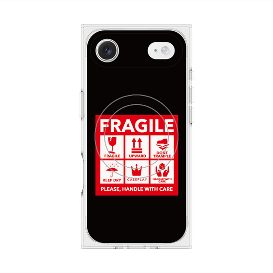 プレミアムスクエアケース with MagSafe［ FRAGILE Sticker - Black ］