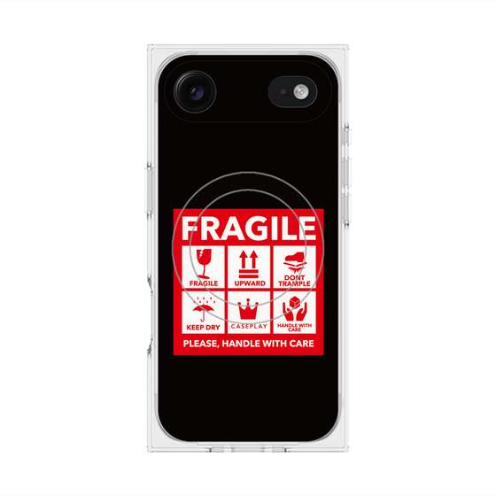 プレミアムスクエアケース with MagSafe［ FRAGILE Sticker - Black ］